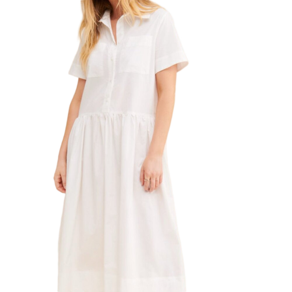 NWT ALOHAS Bay White Midi Shirtdress In Size Small